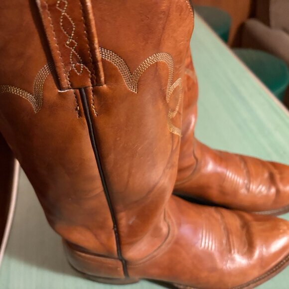 Vintage Mens J Chisholm 911 Brown Leather Cowboy Western Boots Size 9 D - Picture 4 of 11
